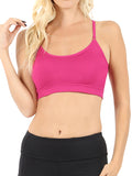 Women's Seamless One-size Bralette Cross-Back Padded Sports Bras with Adjustable Strap