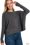 Zenana Women's Brushed Melange Hacci Dolman Sleeve Sweater – Oversized Casual Knit Top