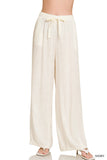 Zenana Women’s Linen Drawstring Wide-Leg Lightweight Pants