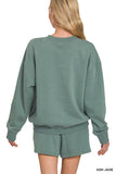 Zenana Women’s Fleece Long Sleeve Sweatshirt & Shorts Set