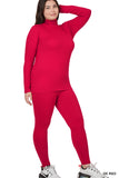 Zenana Plus Size Soft Fabric Mock Neck Long Sleeve Top & Leggings - 2 Pieces Loungewear Set