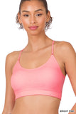 Women's Seamless One-size Bralette Cross-Back Padded Sports Bras with Adjustable Strap