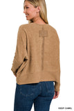 Zenana Women's Brushed Melange Hacci Dolman Sleeve Sweater – Oversized Casual Knit Top
