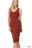 Zenana Women's Sleeveless Bodycon Midi Tank Sheath Knee Length Dress