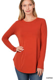 Zenana Plus Relaxed Fit Long Sleeve Round Neck & Hem Jersey Tee Shirt Top