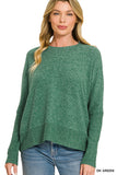 Zenana Women's Brushed Melange Hacci Dolman Sleeve Sweater – Oversized Casual Knit Top