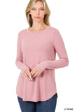 Zenana Plus Relaxed Fit Long Sleeve Round Neck & Hem Jersey Tee Shirt Top