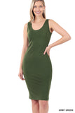 Zenana Women's Sleeveless Bodycon Midi Tank Sheath Knee Length Dress