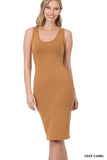 Zenana Women's Sleeveless Bodycon Midi Tank Sheath Knee Length Dress
