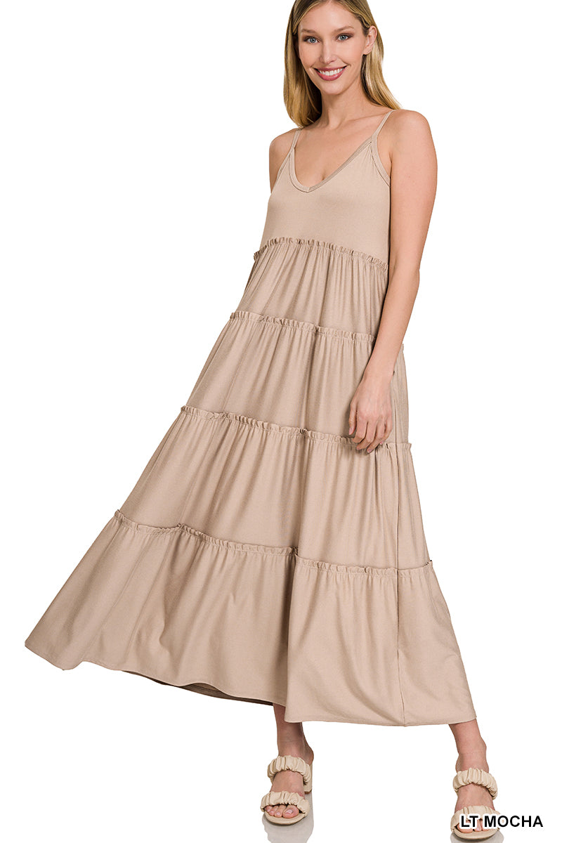 Zenana Women & Plus Relaxed Fit V-Neck Cami Full Length Tiered Boho Ma TheLovely.com Zenana Women & Plus Relaxed Fit V-Neck Cami Full Length Tiered Boho Ma TheLovely.com