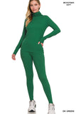 Zenana Plus Size Soft Fabric Mock Neck Long Sleeve Top & Leggings - 2 Pieces Loungewear Set