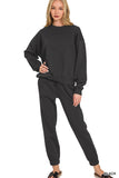 Zenana Women’s Fleece Long Sleeve Pullover Sweatshirt & Jogger Set