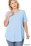 Plus Size Short Sleeve Round Neck & Hem Relaxed Fit Casual Tee Shirt Top