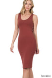 Zenana Women's Sleeveless Bodycon Midi Tank Sheath Knee Length Dress