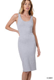Zenana Women's Sleeveless Bodycon Midi Tank Sheath Knee Length Dress