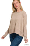 Zenana Women's Brushed Melange Hacci Dolman Sleeve Sweater – Oversized Casual Knit Top