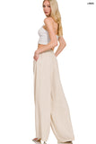 Zenana Women’s Linen Drawstring Wide-Leg Lightweight Pants
