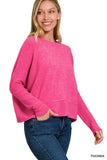 Zenana Women's Brushed Melange Hacci Dolman Sleeve Sweater – Oversized Casual Knit Top