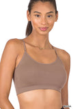 Women's Seamless One-size Bralette Cross-Back Padded Sports Bras with Adjustable Strap