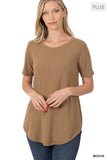 Plus Size Short Sleeve Round Neck & Hem Relaxed Fit Casual Tee Shirt Top