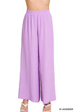 Zenana Women’s Woven Airflow Elastic Waistband Wide-Leg Loose Fit Pants