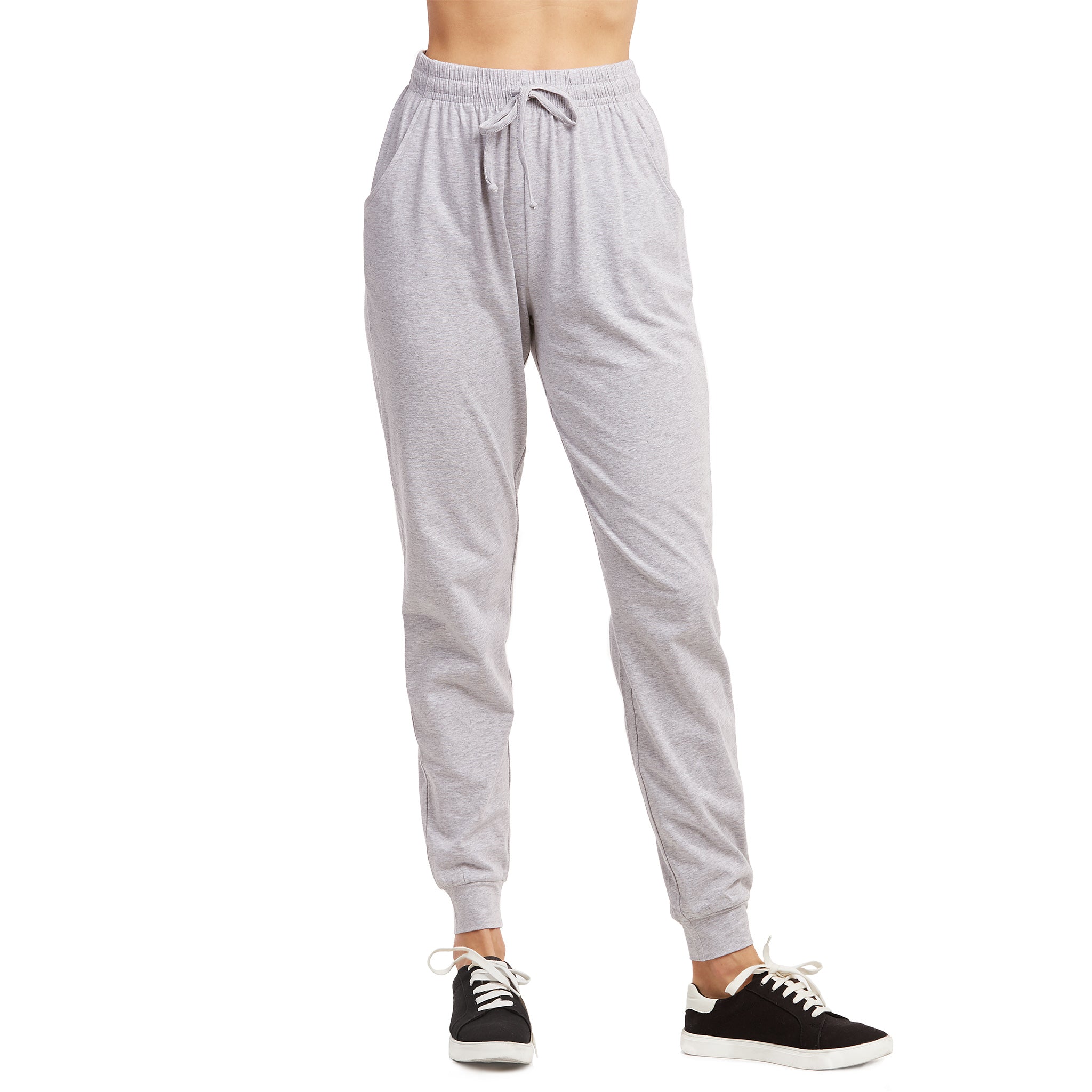 Women's Lightweight Cotton Blend Jersey Jogger Pants with Side Pockets –
