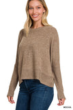 Zenana Women's Brushed Melange Hacci Dolman Sleeve Sweater – Oversized Casual Knit Top
