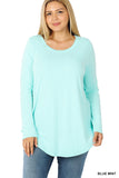 Zenana Plus Relaxed Fit Long Sleeve Round Neck & Hem Jersey Tee Shirt Top