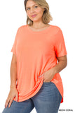 Plus Size Short Sleeve Round Neck & Hem Relaxed Fit Casual Tee Shirt Top