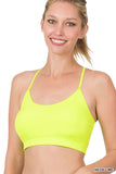 Women's Seamless One-size Bralette Cross-Back Padded Sports Bras with Adjustable Strap