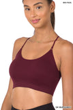 Women's Seamless One-size Bralette Cross-Back Padded Sports Bras with Adjustable Strap