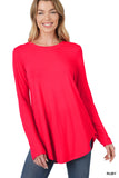 Zenana Plus Relaxed Fit Long Sleeve Round Neck & Hem Jersey Tee Shirt Top