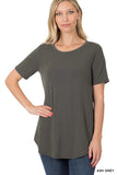 Plus Size Short Sleeve Round Neck & Hem Relaxed Fit Casual Tee Shirt Top