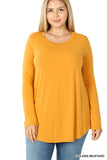 Zenana Plus Relaxed Fit Long Sleeve Round Neck & Hem Jersey Tee Shirt Top