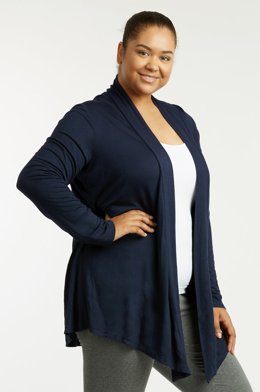 Sofra Women & Plus Size Lightweight Draped Open Front Rayon Summer Cardigan