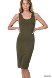 Zenana Women's Sleeveless Bodycon Midi Tank Sheath Knee Length Dress