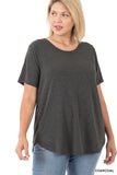 Plus Size Short Sleeve Round Neck & Hem Relaxed Fit Casual Tee Shirt Top