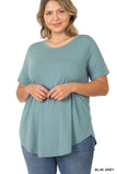 Plus Size Short Sleeve Round Neck & Hem Relaxed Fit Casual Tee Shirt Top