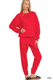Zenana Women’s Fleece Long Sleeve Pullover Sweatshirt & Jogger Set