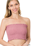 Women's Strapless Ruched Smocked Tube Bandeau Bra Top