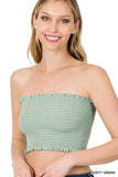 Women's Strapless Ruched Smocked Tube Bandeau Bra Top
