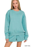 Zenana Women’s Fleece Long Sleeve Sweatshirt & Shorts Set
