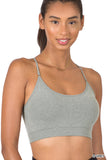 Women's Seamless One-size Bralette Cross-Back Padded Sports Bras with Adjustable Strap