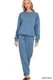 Zenana Women’s Fleece Long Sleeve Pullover Sweatshirt & Jogger Set