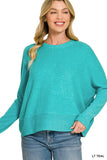 Zenana Women's Brushed Melange Hacci Dolman Sleeve Sweater – Oversized Casual Knit Top
