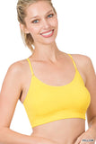 Women's Seamless One-size Bralette Cross-Back Padded Sports Bras with Adjustable Strap