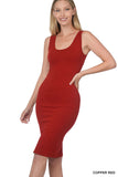 Zenana Women's Sleeveless Bodycon Midi Tank Sheath Knee Length Dress