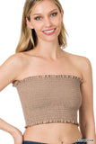 Women's Strapless Ruched Smocked Tube Bandeau Bra Top