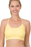 Women's Seamless One-size Bralette Cross-Back Padded Sports Bras with Adjustable Strap