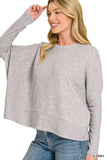 Zenana Women's Brushed Melange Hacci Dolman Sleeve Sweater – Oversized Casual Knit Top